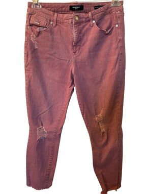 Nine West jeans Distressed Pink Gramercy skinny crop stretch size 10